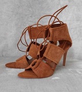 Sandałki na szpilce wiązane rzemykiem Zara 41