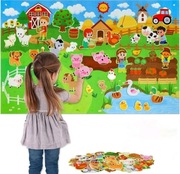 Tablica filcowa zabawka filcowa mata na rzepy farma  41 elementów. 