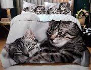 Nowa pościel 220/240 z mikrofibry wzór szarego kota