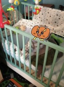 Miętowe drewniane sosnowe Łóżeczko dziecięce 120 x 60 cm z szufladą Kraków