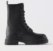 skórzane botki ze sznurowaniem ZARA rozm. 35