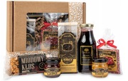 BOX PREZENTOWY KRAFTOWY zestaw herbata sok naturalny czekolada miód baton