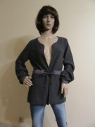 JACKPOT szary wiązany sweter bawełna i wełna _ S