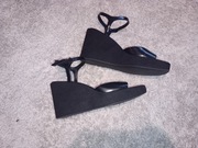 buty damskie na obcasie koturnie koturn sandały czarne eleganckie r 40