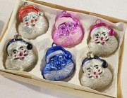 Bombki choinkowe mikołaje prl  głowy mikołaja na choinkę vintage 