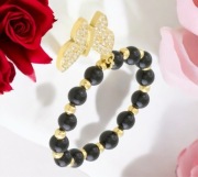 Pierścionek na gumce " motyl " cyrkonie pozłacany