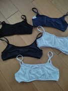 Biustonosz stanik top dziewczęcy sportowy 5-pak - biały granat / czarny 140