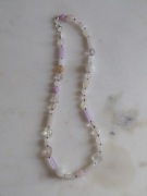 Pastelowy Naszyjnik z Kamieni Ametyst Kwarc Unikat 