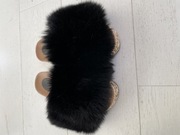 Klapki z lisem futerko naturalne roz 40/26 cm dł