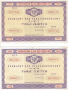 1971r, 2 kolekcjonerskie Premiowe Bony Oszcz. wydane przez PKO, różne serie