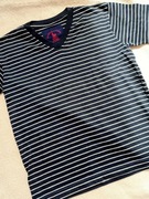 Bluzka t-shirt dziecięca ciemny granat w białe paseczki