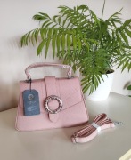 Torebka damska mała listonoszka baby pink różowa Unibella na pasku komunia