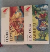dwie książki, "Feniks i dywan" oraz "Historia amuletu" 