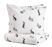 Pościel beżowa w króliczki szare 160x200 bawełna