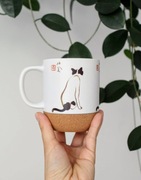 Kubek Kot, japoński kotek, kubek z podstawą i pokrywką, 330ml