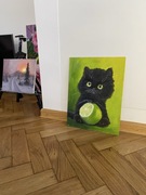 Obraz olejny “Kot z limonką”