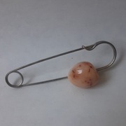 Vintage broszka agrafka spinka z opalem 7cm / 20mm posrebrzane lata 80