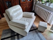 Fotel , narożnik,  pufa . Skóra naturalna jasna , stan b.dobry