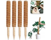 4X WSPORNIK DO WSPINANIA ROŚLIN 41CM TYCZKA Z MCHU WŁÓKNO KOKOSOWE Z WIĘZI