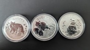 1 oz srebro 999 Quokka zestaw 3 monet 2021 2022 2023
