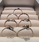 Pierścionek prl małe komplet 7 szt srebro vintage