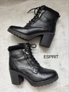 Botki ESPRIT 38 czarne za kostkę obcas biker