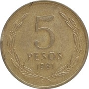 Chile 5 pesos 1981, KM#217.1