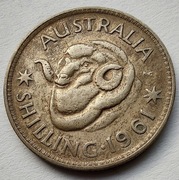 AUSTRALIA 1 Shilling 1961 srebro ŁADNA