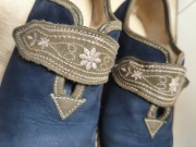 Oryginalne granatowe buty bawarskie skórzane damskie 38 Dirndl górskie haft