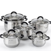 Zestaw 6 Garnków EliteHoff – Stal Nierdzewna, Silikonowe Uchwyty, Indukcja