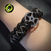 BRANSOLETKA SURVIVALOWA CZARNA METALOWA ZĘBATKA