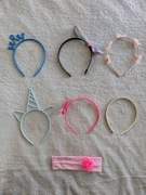 Duży zestaw 7 opasek do włosów opaska jednorożec korona kwiatek kwiatki