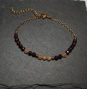 Bransoletka z naturalnych kamieni- granat i kamień słoneczny 