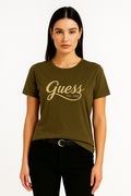 GUESS ECO – Damska Koszulka Khaki z Nadrukiem Logo M