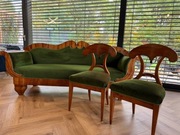 Wyjątkowy komplet Biedermeier po renowacji: sofa i 2 krzesła