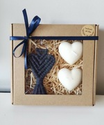 Zestaw prezentowy makrama, świeczki sojowe 