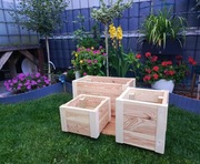 Donica drewniana solidna mocna modrzew 30x30 30x60 30x90 niskie wysokie