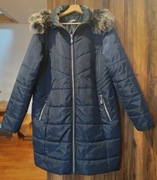 Ciepła, granatowa kurtka damska z odpinanym kapturem, rozm.46