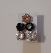 Zestaw kolczyki sztyfty cyrkonie czarne, crystal