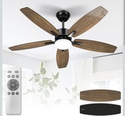 Wentylator sufitowy Mefine z oświetleniem i pilotem, cichy, 106 cm