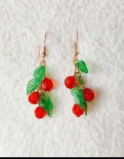 Handmade kolczyki z czerwonymi owocami, whimsical / cottagecore