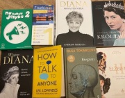 Książki Księżna Diana, Królowa, Tokarczuk, fiszki, gra 