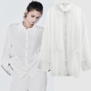 ZARA koszula, bluzka, 100% jedwab, złamana biel / ecru, r. S