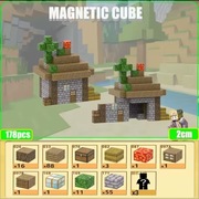 Klocki magnetyczne typ Minecraft Domek 178 szt i 3 figurki Mocny magnes