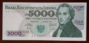 5000 zł złotych - 1982 r. seria AA 2200870 - stan 1  