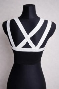 Czarny crop top z paskami S (490)