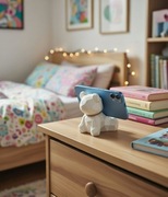 Miś z gipsu – podstawka na telefon, dekoracja