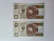 2x banknoty obiegowe 10zł seria KH 1994 - UNC