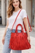 Duża Torebka Damska Frędzle Red Bag Skóra Eko Idealna !