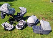 Bliźnięta Wózek 3 w 1 gondola+ spacerówka + foteliki samochodowe